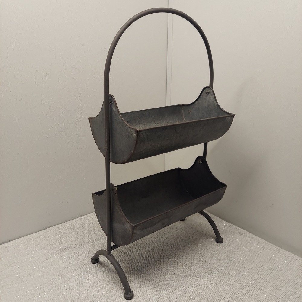 Farmhouse Galvanized Metal Storage Bin Stand Rustic Industrial Organizer